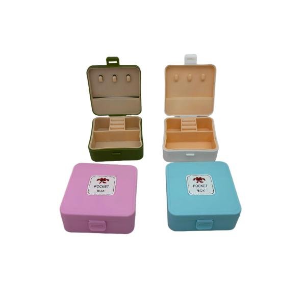 jewelry gift organizer box with ring slots, earring holders, and multiple compartments for storing jewelry and accessories.