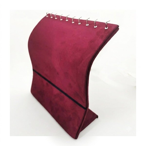 9 x 10 inch suede chain bracelet mangalsutra jewelry display stand with metal hanging hooks