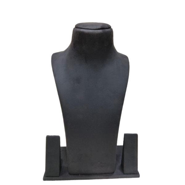Luxury suede velvet jewelry display bust designed for showcasing necklaces, pendants, chains, and matching earrings in retail stores, boutiques, exhibitions, and professional product photography.
