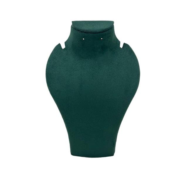 suede velvet necklace display bust stand for showcasing necklaces and pendants.