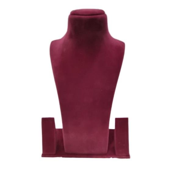 Luxury suede velvet jewelry display bust designed for showcasing necklaces, pendants, chains, and matching earrings in retail stores, boutiques, exhibitions, and professional product photography.