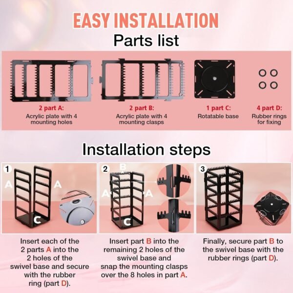 Plastic rotating multi tier black earring display stand for jewelry shop counter