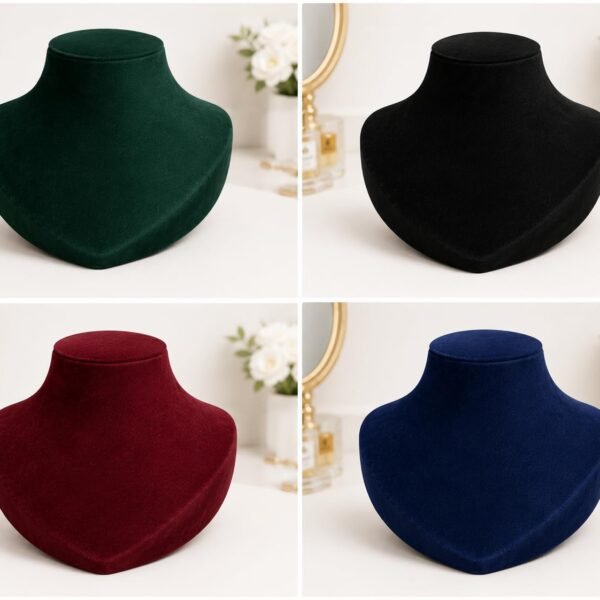 Premium suede velvet necklace display bust stand for showcasing necklaces and pendants