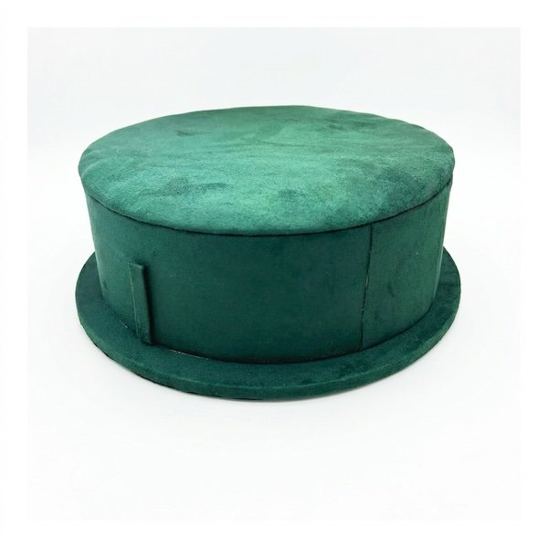 Premium suede velvet Kamar Patta waist belt display stand with round base and support clips for showcasing bridal and traditional waist jewelry.