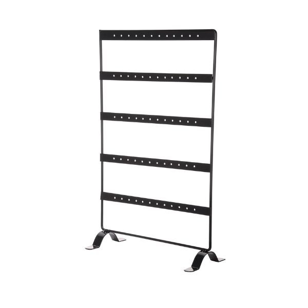Metal earring display stand with multiple rows for organizing stud, hoop, drop, and dangle earrings