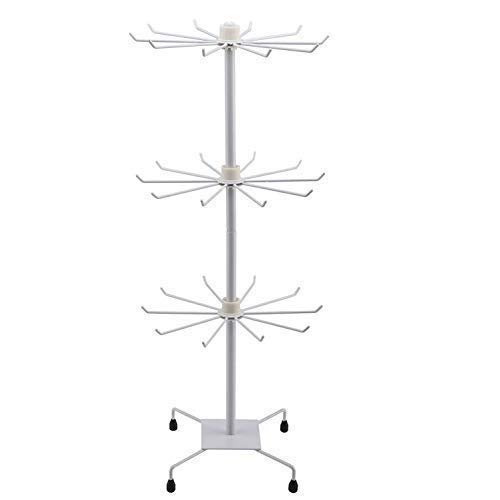 Retail Counter Display | 3 Tier Rotating Metal Display Stand with Hooks