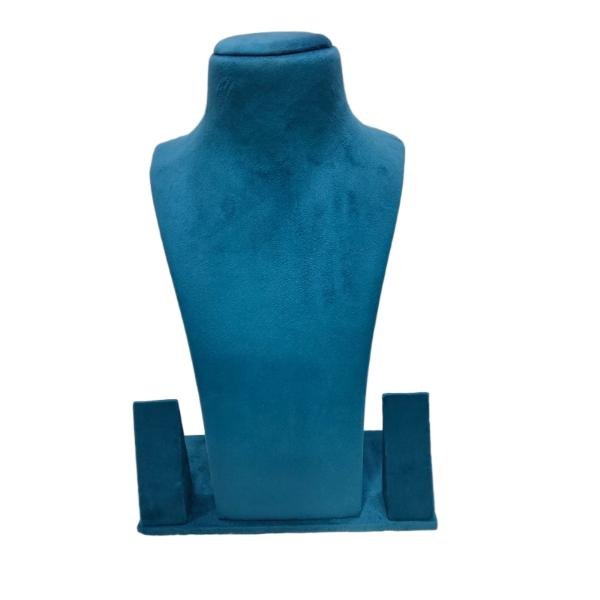 Luxury suede velvet jewelry display bust designed for showcasing necklaces, pendants, chains, and matching earrings in retail stores, boutiques, exhibitions, and professional product photography.