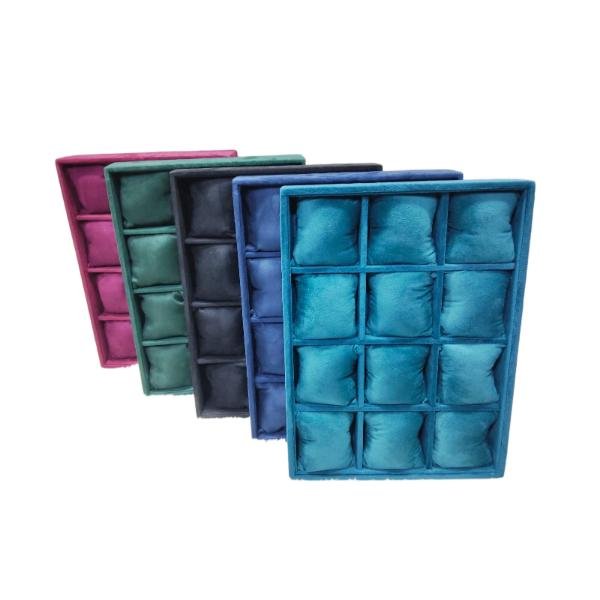 Jewellery Tray | 12-Compartment Suede Watch & Bangle Display Tray